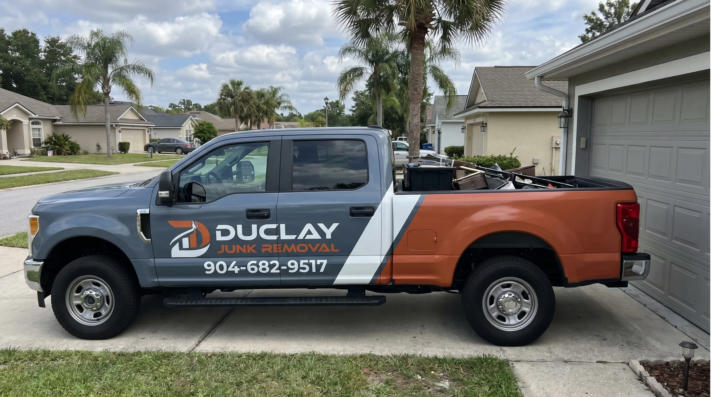 Duclay Junk Removal team hauling items in Jacksonville FL